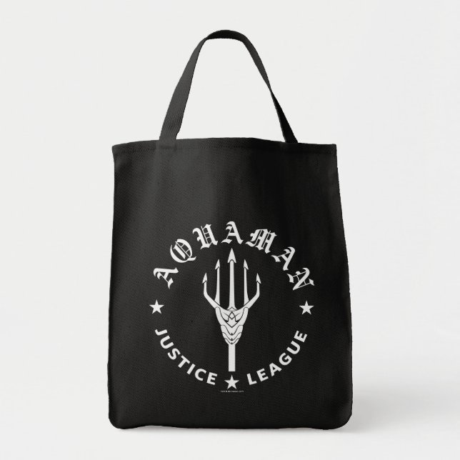 Tote Bag Ligue de Justice | Aquaman Retro Trident Emblem (Devant)
