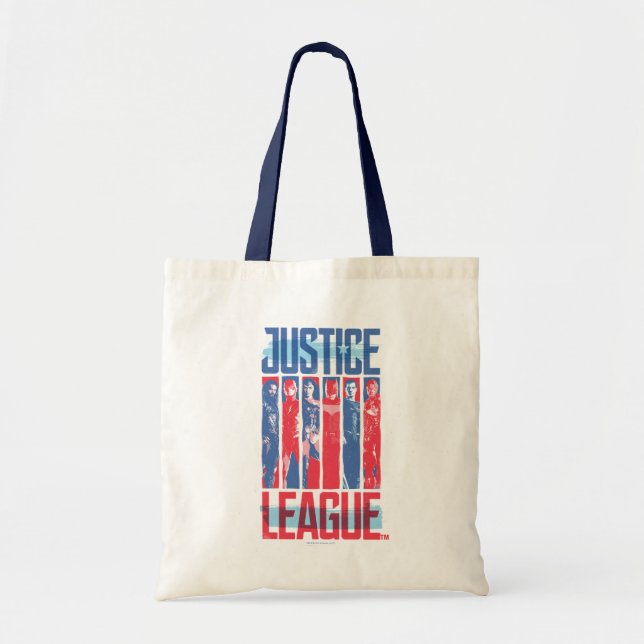 Tote Bag Ligue de Justice | Blue & Red Group Pop Art (Devant)