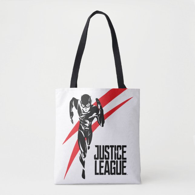 Tote Bag Ligue de Justice | Flash Running Noir Pop Art (Devant)