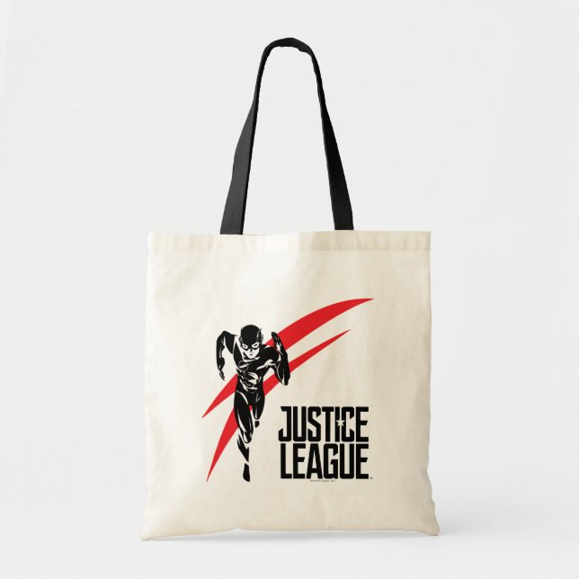 Tote Bag Ligue de Justice | Flash Running Noir Pop Art (Devant)