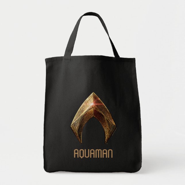 Tote Bag Ligue de Justice | Symbole d'aquaman métallique (Devant)