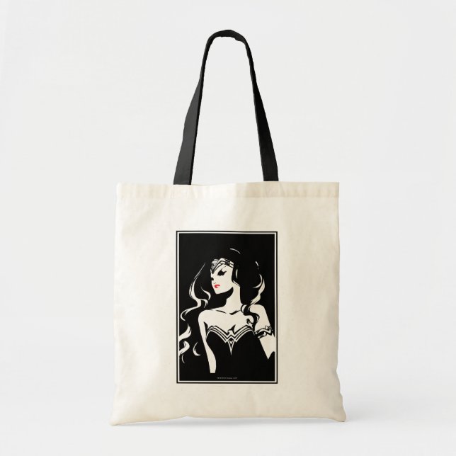 Tote Bag Ligue de Justice | Wonder Woman Noir Pop Art (Devant)