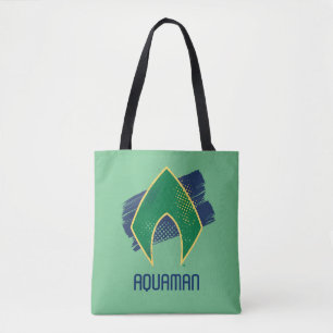 Tote Bag Ligue de la justice Symbole Aquaman de brosse et