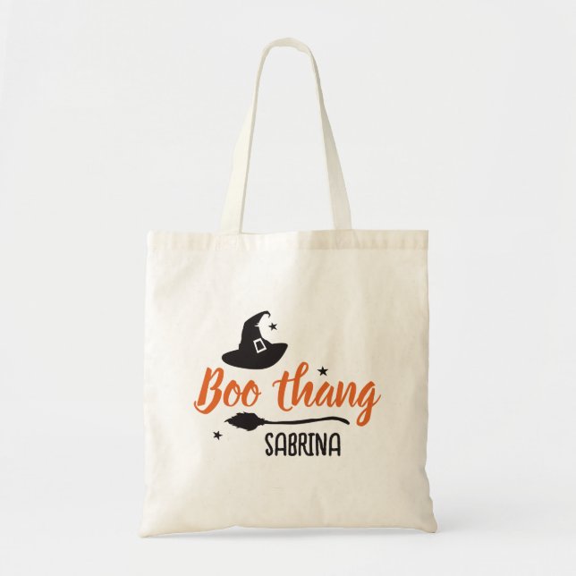 Tote Bag Lil Boo Thang, Chapeau de Sorcière Méchante, Balai (Devant)