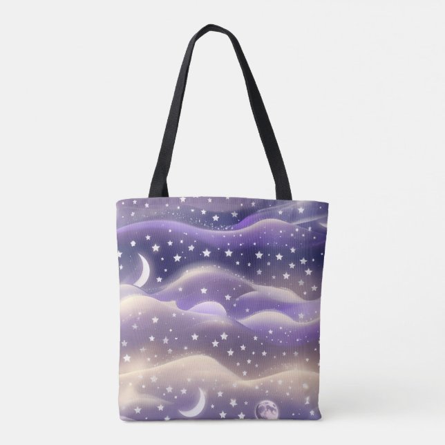 Tote Bag Lilac Cream Moon Gentle Aesthetic (Dos)