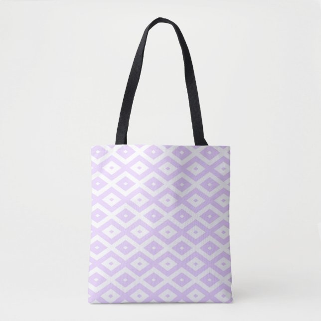 Tote Bag Lilac motif de diamants violet et blanc (Devant)