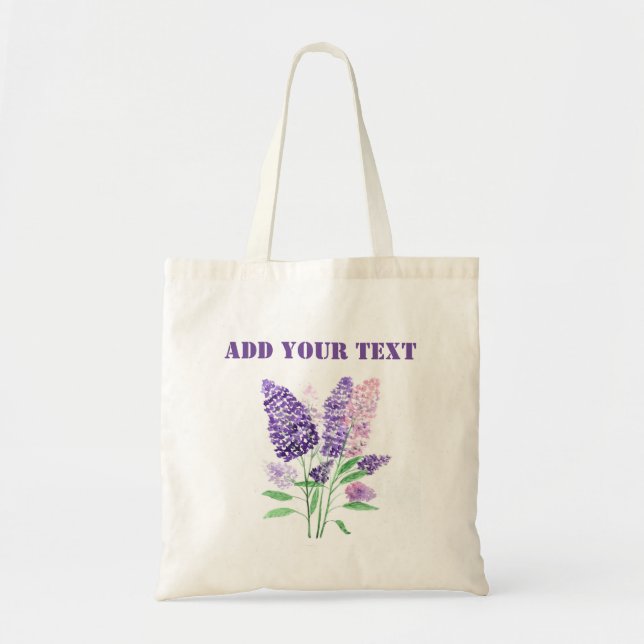 Tote Bag Lilacs fleurs violettes Aquarelle Floral Élégant (Devant)