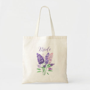 Tote Bag Lilacs violet aquarelle Floral Bride Mariage