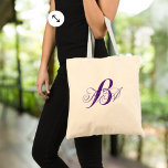 Tote Bag lilas romantique ombre violet monogrammes bridesma<br><div class="desc">Suite moderne chic Ombre lilac violet faire-part de mariage et romantique mariage lilas d'été faveurs.</div>