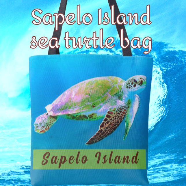 Tote Bag L'île de Sapelo Géorgie Majestic Tortue de mer (Créateur téléchargé)