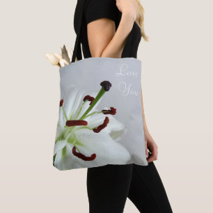 Tote Bag Lily blanche. Fleur. Coussin Lumbar