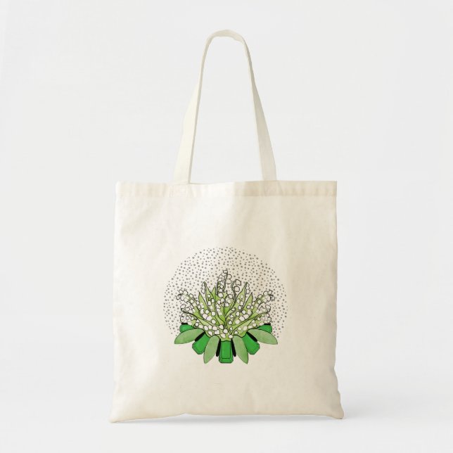 Tote Bag Lily de la Vallée et émeraude - Mai (Devant)