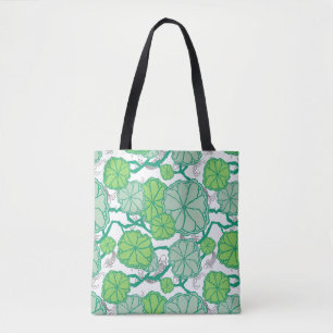 Tote Bag Lily Pad Koi Pond Motif