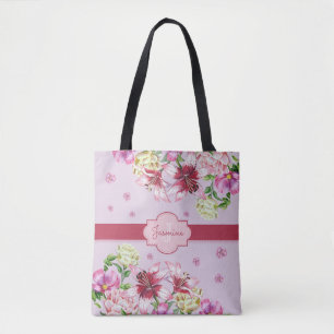 Tote Bag Lily & Peony Floral Purple