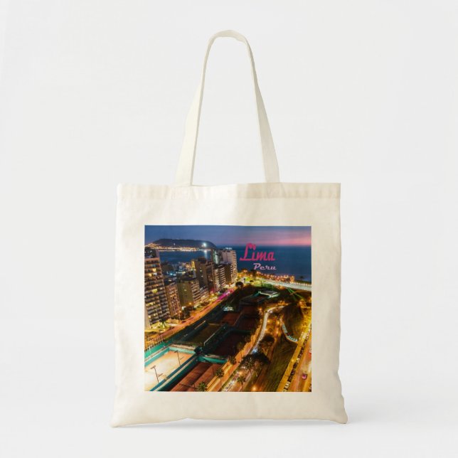 Tote Bag Lima Peru Capital Pacific Coast City Lights Night (Devant)
