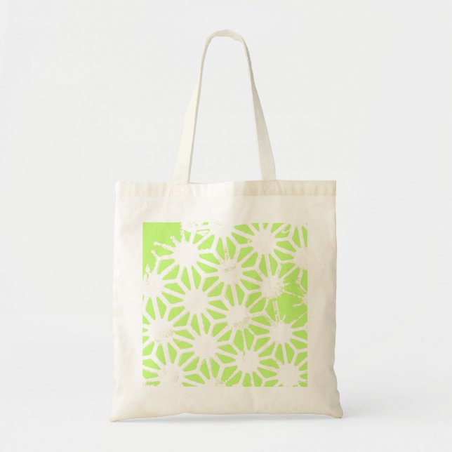 Tote Bag Lime green geometric pattern (Devant)