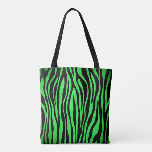 Tote Bag Lime Green Zebra