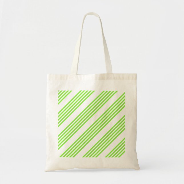 Tote Bag Lime vert et blanc cinq bandes motif (Devant)