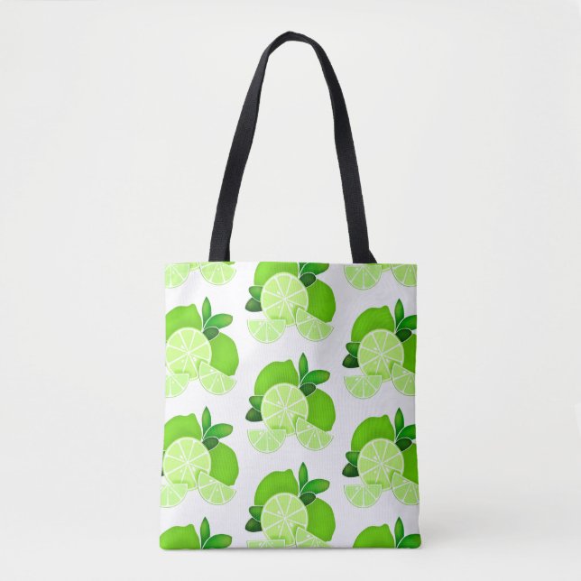 Tote Bag Limites | tranches de chaux | motif d'agrumes enso (Devant)