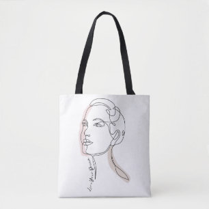 Tote Bag Line Art Dessin de femme - Vivez vos rêves