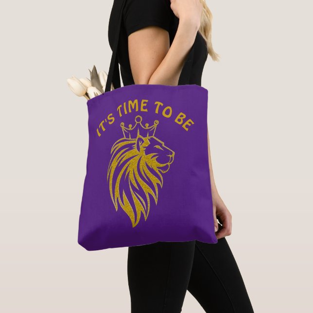 Tote Bag Lion Avec Couronne - Style Or 2 (De près)