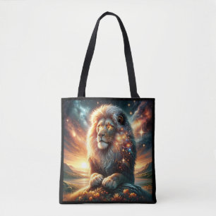 Tote Bag Lion Cosmique Galaxie Espace Lion Léon Force Astro