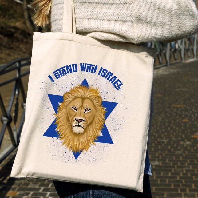 Tote Bag Lion de Juda Étoile de David. Je suis avec Israël (Créateur téléchargé)