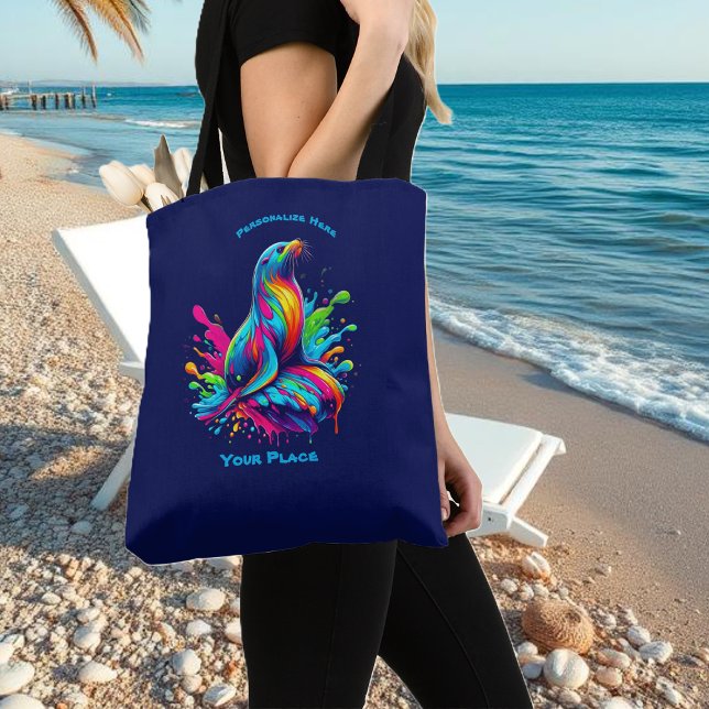 Tote Bag Lion de mer coloré (Colorful Sea Lion Splash Tote Bag)