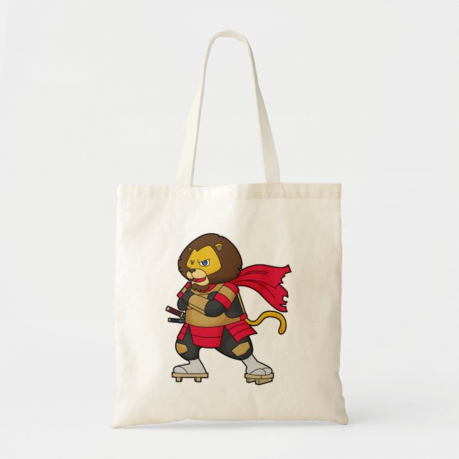 Tote Bag Lion en guerrier avec Cap (Devant)