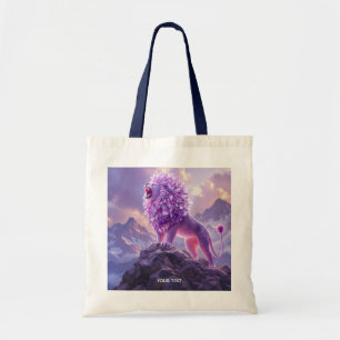 Tote Bag Lion Fantastique Mignon en Améthyste Violette
