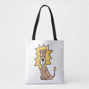 Tote Bag lion mignon dessin animé enfants rétro safari jung