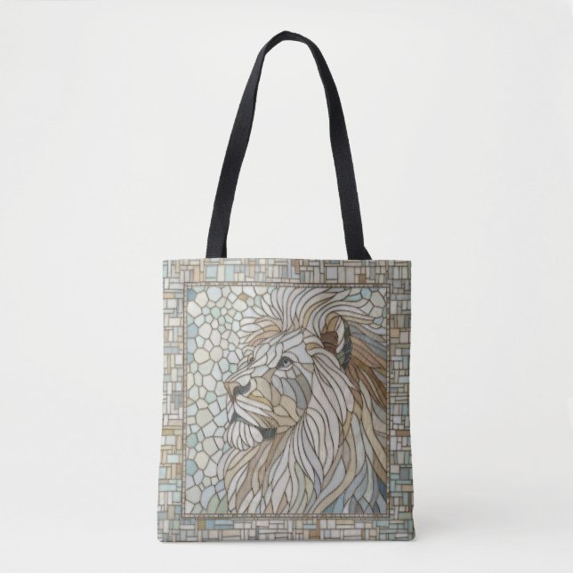 Tote Bag Lion Portrait Mosaic Art (Devant)