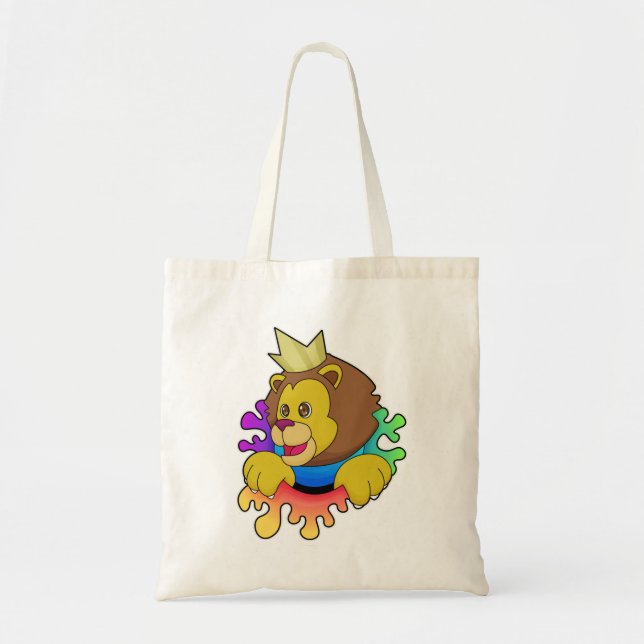Tote Bag Lion roi avec couronne (Devant)