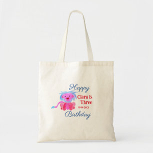TOTE BAG LION ROUGE BLEU ANIMAL SAUVAGE ANNIVERSAIRE TROIS