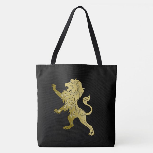 Tote Bag Lion royal d'or noir (Devant)