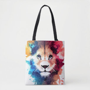 Tote Bag Lion Wild Nature Animal Couleur Art Peinture