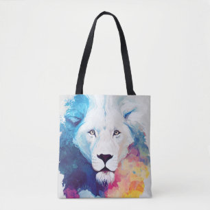 Tote Bag Lion Wild Nature Animaux Couleurs Art Peinture