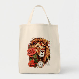 Tote Bag Lioness Grace : Tattoo Style Rose épicerie Fourre-