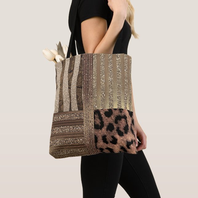 Tote Bag Lioness Safari Chic Jungle Glam Moderne Étincelle (De près)