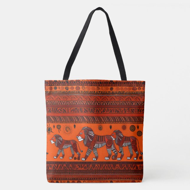 Tote Bag Lions africains élégants contemporains (Devant)