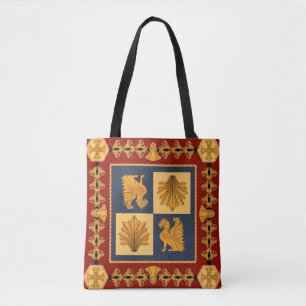 Tote Bag Lions d'or : design foulard Art Nouveau