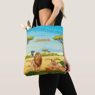 Tote Bag Lions personnalisés sur la Savannah