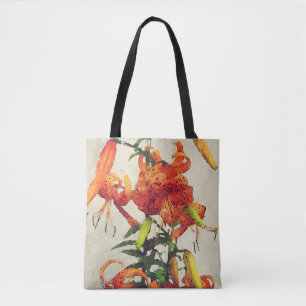 Tote Bag Lis lis tigré aquarelle orange 1