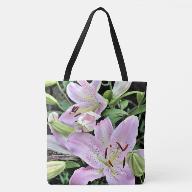 Tote Bag Lis orientaux roses (Devant)