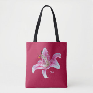Tote Bag Lis rose rouge d'astronome tout au-dessus de