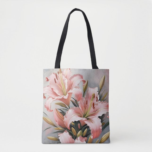 Tote Bag Lis roses vintage (Devant)