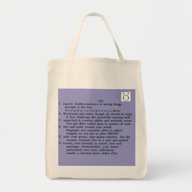 Tote Bag Lis Taureau 20 avril - 20 mai poème fourre-tout (Devant)
