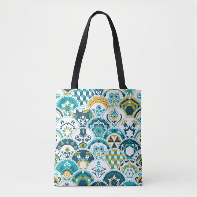 Tote Bag Lisbonne géométrique Azulejo tuile motif, portugai (Devant)