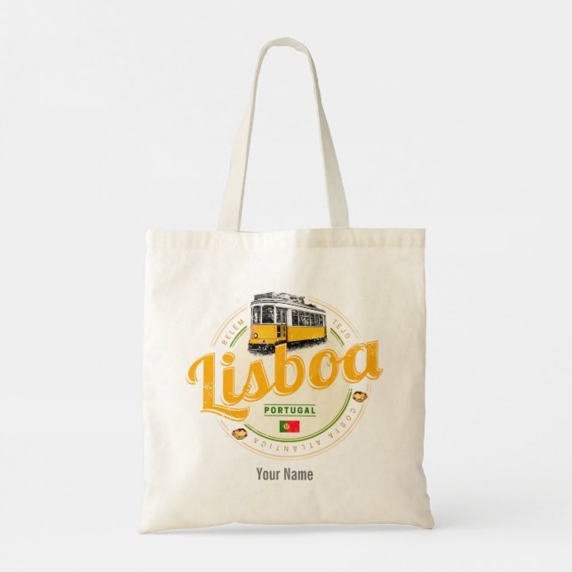 Tote Bag Lisbonne Portugal avec Tramway Retro Souvenir Vint (Dos)