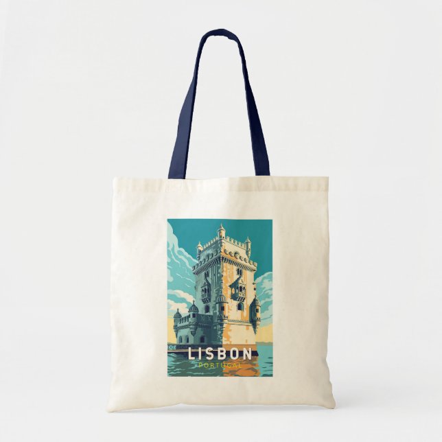 Tote Bag Lisbonne Portugal Belem Tour Voyage Art Vintage (Devant)